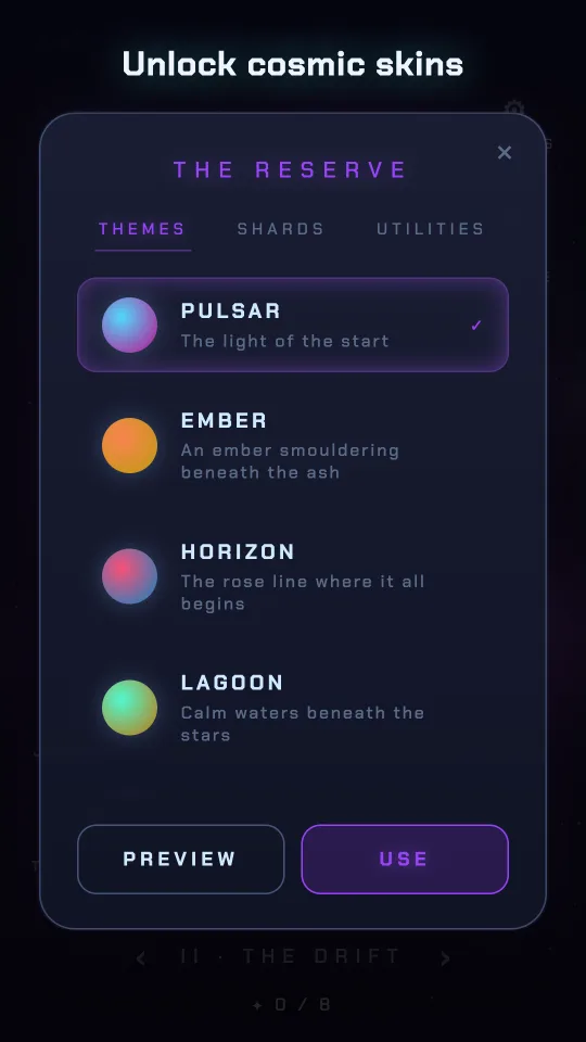 The Reserve — cosmic skins to unlock